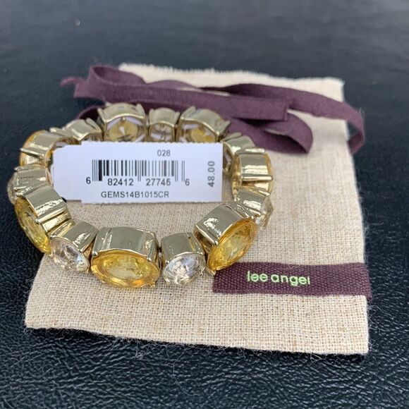 Lee Angel Designer Bracelet – Yellow Crystals, Gold Plated + Gift Pouch - Picture 5 of 11